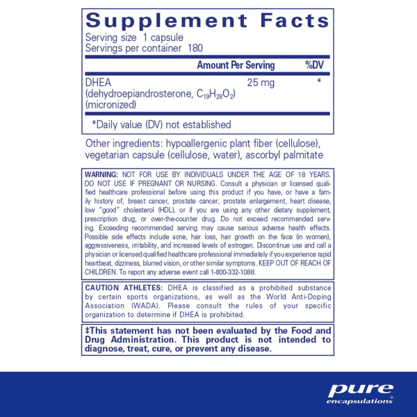 Pure Encapsulations DHEA 25 mg. Capsules (180 count) #10085781 Sale - Image 2