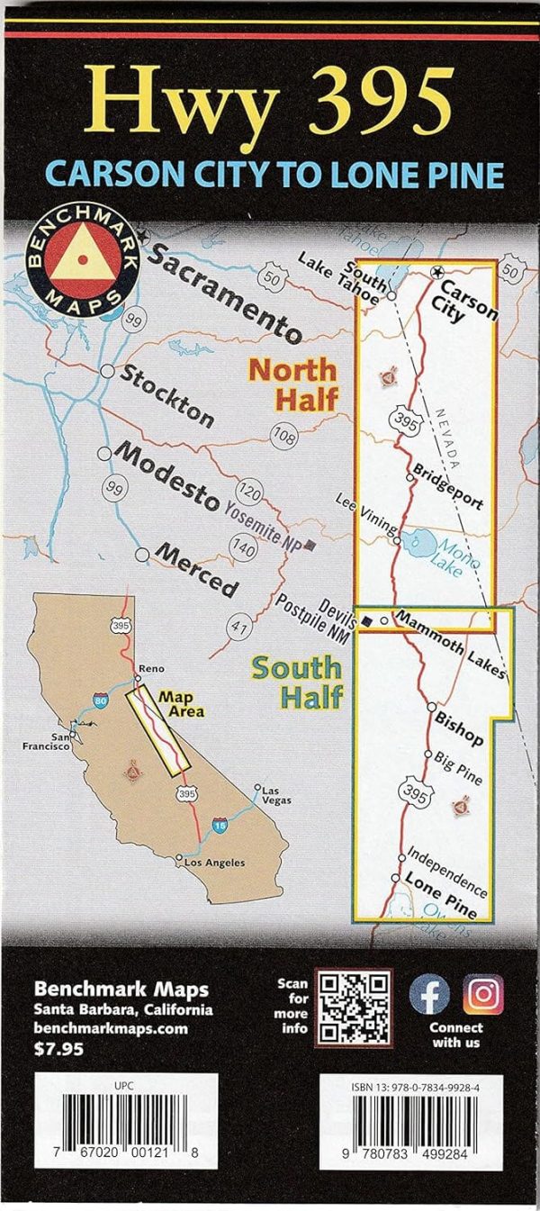 Map of Highway 395 : Carson City (Nevada) to Lone Pine (California) | Benchmark Online Sale - Image 2