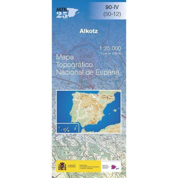 Topographic map of Spain # 0090.4 - Alkotz | CNIG - 1 25 000 Sale