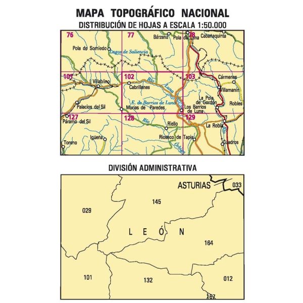 Topographic map of Spain n° 0102 - Los Barrios de Luna | CNIG - 1 50,000 Sale - Image 3