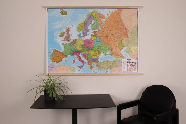 Laminated wall map - Political Europe (135 x 98 cm), with wooden hold slats | Maps International Hot on Sale - Image 2