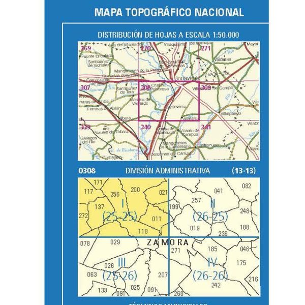 Topographic map of Spain # 0308.1 - Burganes de Valverde | CNIG - 1 25 000 Hot on Sale - Image 3