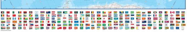 Laminated wall map (in English) - Political world, with flags (103 x 74 cm) | Maps International For Sale - Image 3