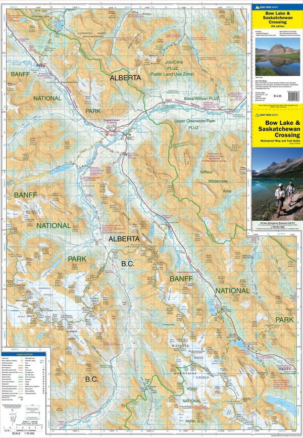 Bow Lake Hiking map (PN Banff and Jasper, Alberta) & Saskatchewan Crossing | Gem Trek Cheap - Image 2