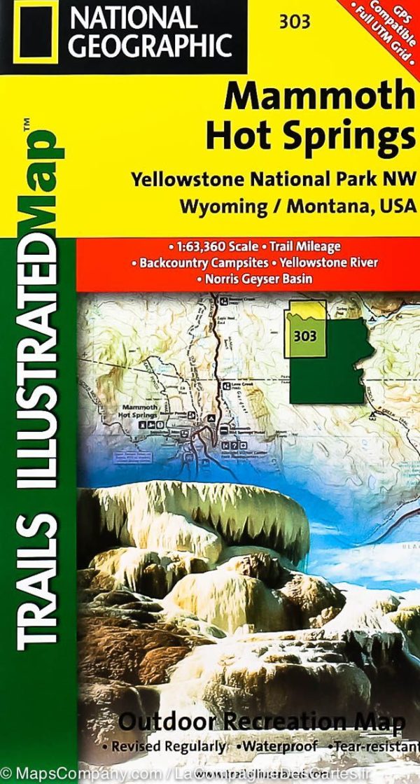 Hiking map # 303 - Hot Springs Mammoth (Yellowstone National Park, USA) | National Geographic Online
