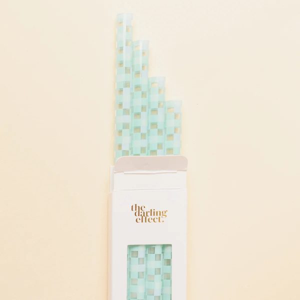 The Darling Effect - Check Blue Tumbler Straw Set (Add-On) For Sale - Image 3