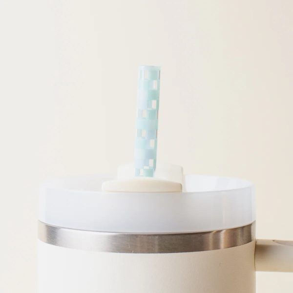 The Darling Effect - Check Blue Tumbler Straw Set (Add-On) For Sale - Image 2